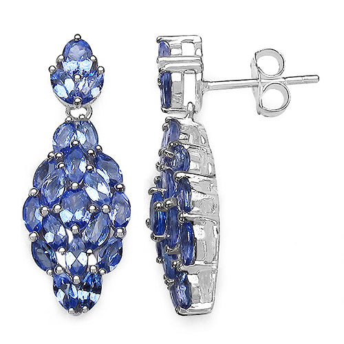 3.56 Carat Genuine Tanzanite .925 Sterling Silver Earrings