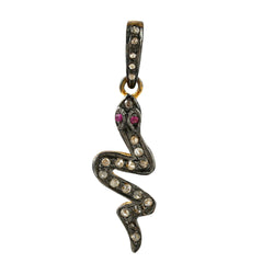 Pave Diamond 14k Gold 925 Sterling Silver Snake Necklace Pendant Jewelry