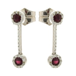 Ruby Pave Diamond Dangle Earrings 18k Solid White Gold Designer Jewelry