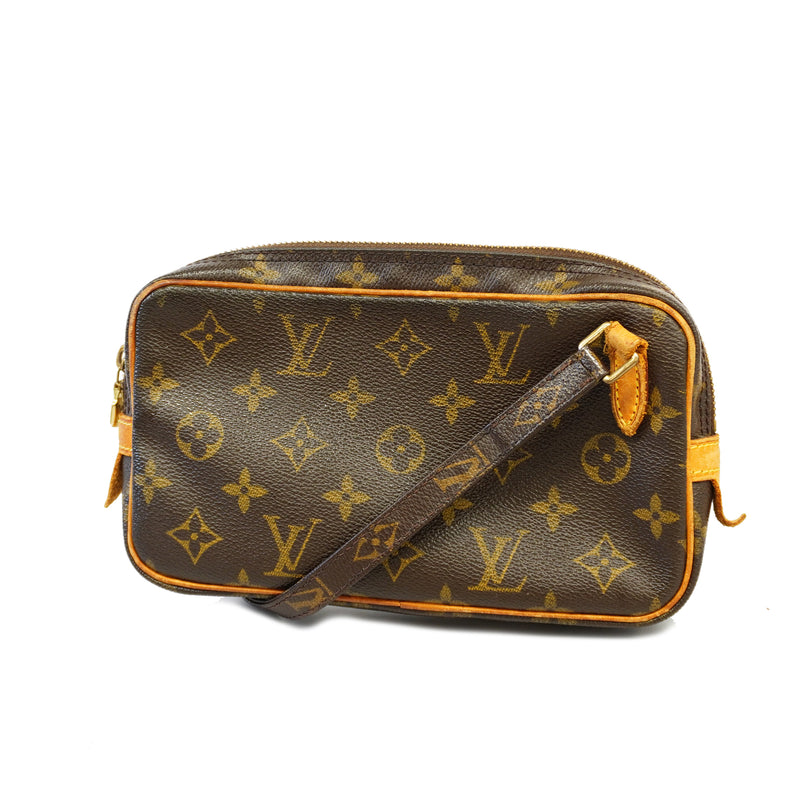 Auth Louis Vuitton Shoulder Bag Monogram Pochette Marley Bandolier M51828