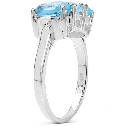 2.85 Carat Genuine Blue Topaz .925 Sterling Silver Ring