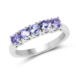 0.95 Carat Genuine Tanzanite .925 Sterling Silver Ring