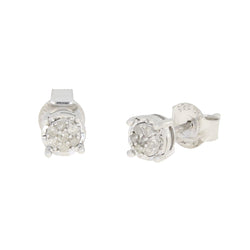 Genuine .10ct Diamond Stud Earrings Sterling Silver