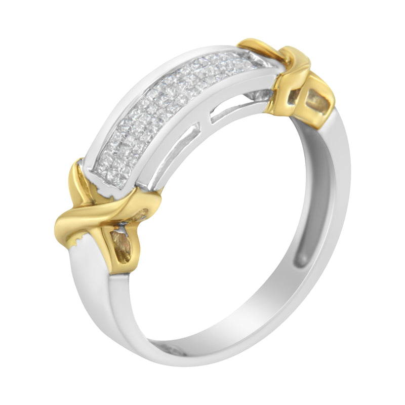 10K Two-Toned 1/3ct TDW Princess cut Diamond Band Ring (H-ISI1-SI2)