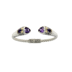 Amethyst Bangle Bracelet Sterling Silver 18KT Gold