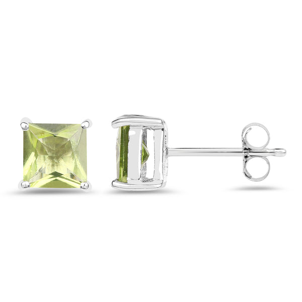 2.00 Carat Genuine Peridot .925 Sterling Silver Earrings