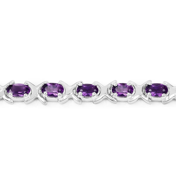 4.14 Carat Genuine Amethyst .925 Sterling Silver Bracelet