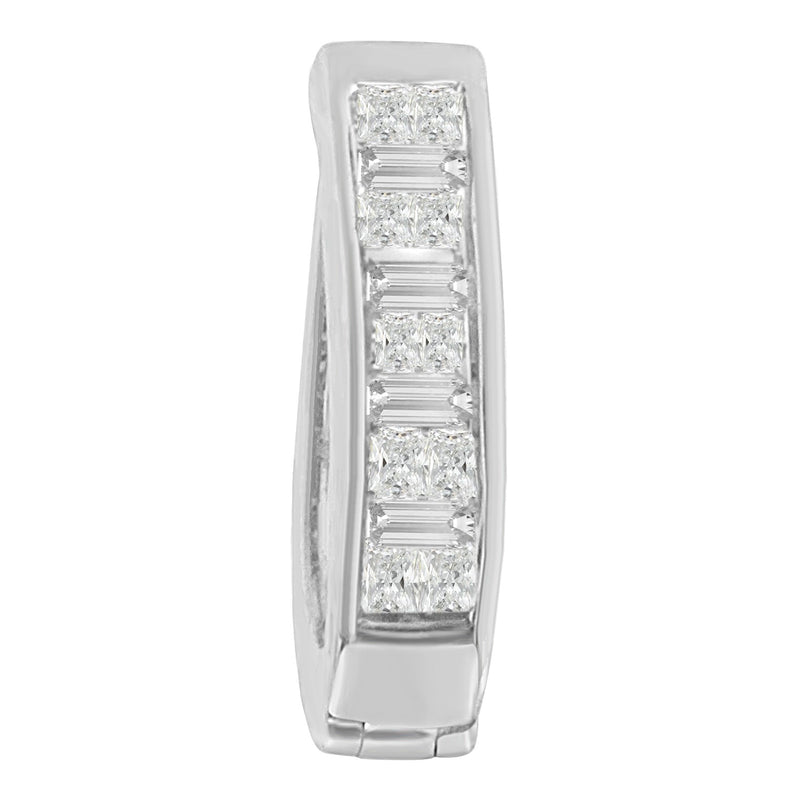 14k White Gold 1/2ct TDW Princess and Baguette-cut Diamond Earrings (H-ISI1-SI2)