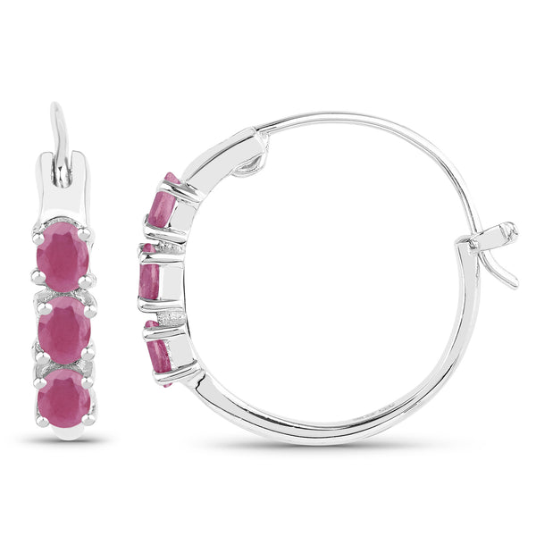 1.20 Carat Genuine Ruby .925 Sterling Silver Earrings