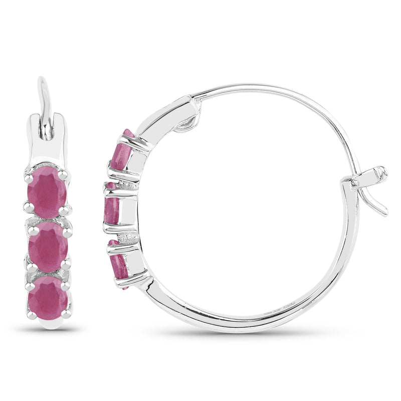 1.20 Carat Genuine Ruby .925 Sterling Silver Earrings