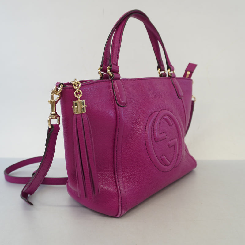 Auth Gucci Soho 2way Bag 369176 Womens Leather HandbagShoulder Bag Pink