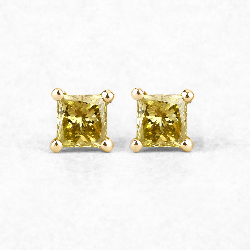 0.46 Carat Genuine Yellow Diamond 14K Yellow Gold Earrings (SI1-SI2)