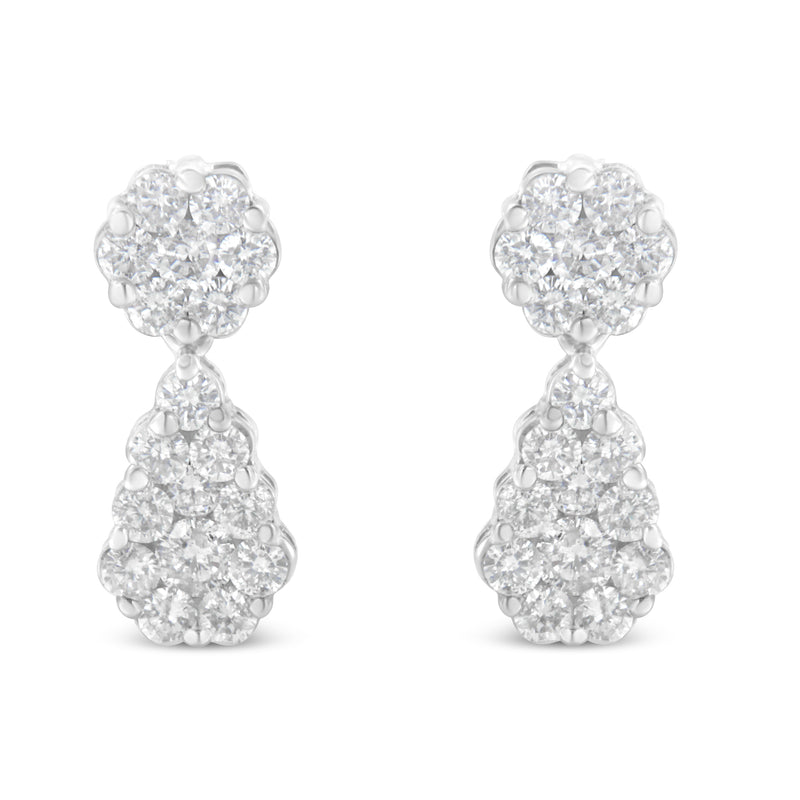 18K White Gold 3ct. TDW Round-cut Diamond Earrings (H-II1-I2)