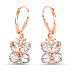 18K Rose Gold Plated 1.88 Carat Genuine Morganite .925 Sterling Silver Earrings