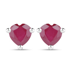 0.70 Carat Genuine Ruby .925 Sterling Silver Earrings