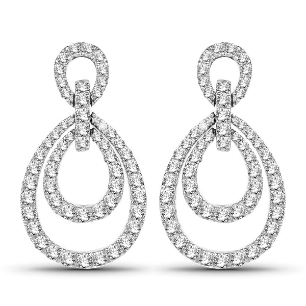 0.76 Carat Genuine White Diamond 14K White Gold Earrings (E-F Color, SI Clarity)