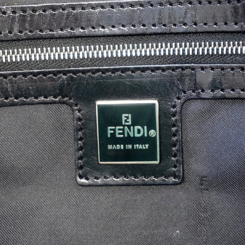 Auth Fendi Zucca Handbag Womens Nylon Canvas HandbagShoulder Bag Black