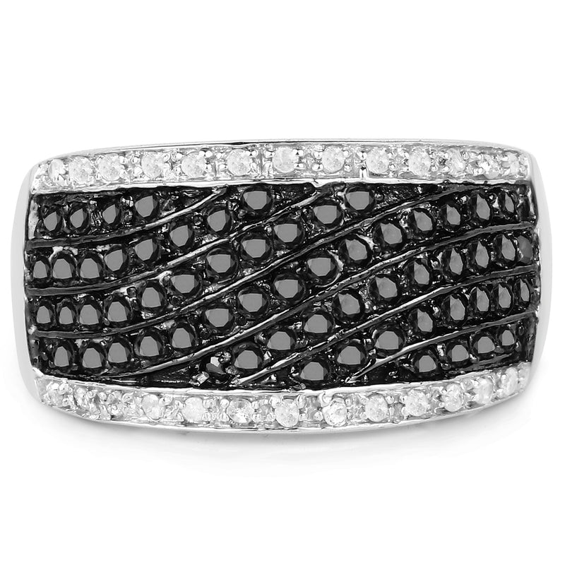 0.79 Carat Genuine Black Diamond .925 Sterling Silver Ring