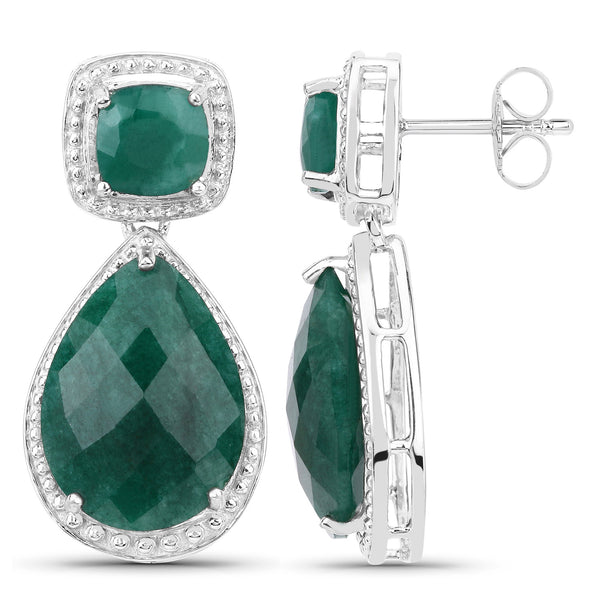 26.00 Carat Dyed Emerald .925 Sterling Silver Earrings