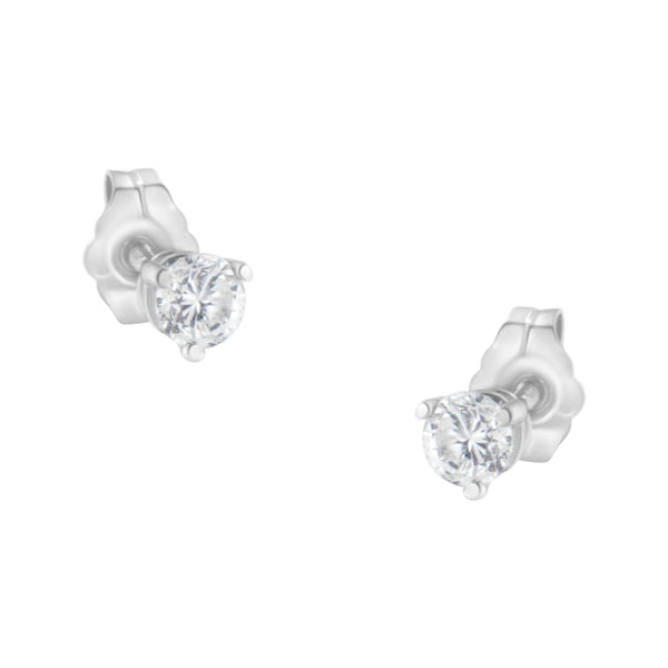 Platinum 1/2 cttw 3 Prong Martini Set Round-Brilliant Diamond Solitaire Stud Earrings (H-I Clarity, SI2-I1 Color)