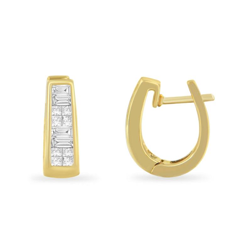 14k Yellow Gold 1/2ct TDW Princess and Baguette Diamond Earrings (I-J,VS1-VS2)