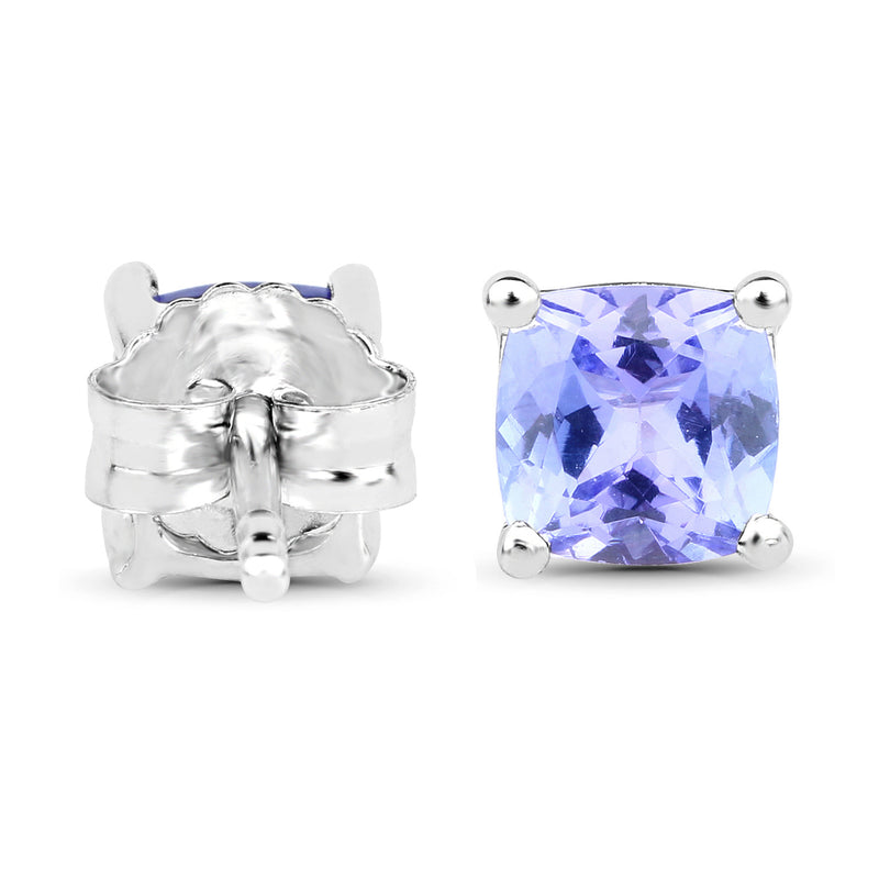 1.50 Carat Genuine Tanzanite .925 Sterling Silver Earrings