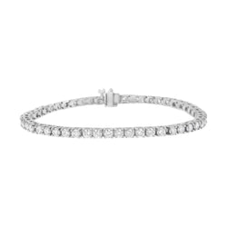 IGI Certified 5-3/4 Cttw Round-Brilliant Diamond 14K White Gold 7” Hinged Tennis Bracelet (H-I Color, I1-I2 Clarity)