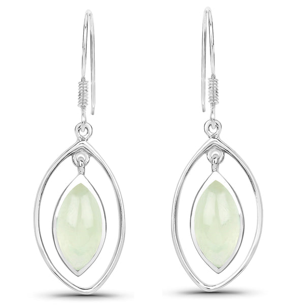 6.76 Carat Genuine Prehnite .925 Sterling Silver Earrings