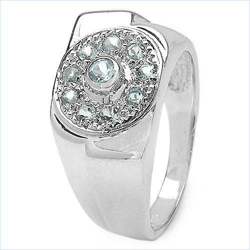 0.53 Carat Genuine Blue Topaz .925 Sterling Silver Ring