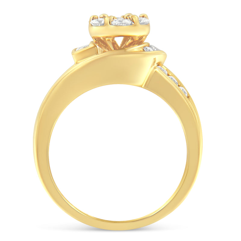 14k Yellow Gold 1ct TDW Round Cut Diamond Fashion Ring (H-ISI2-I1)