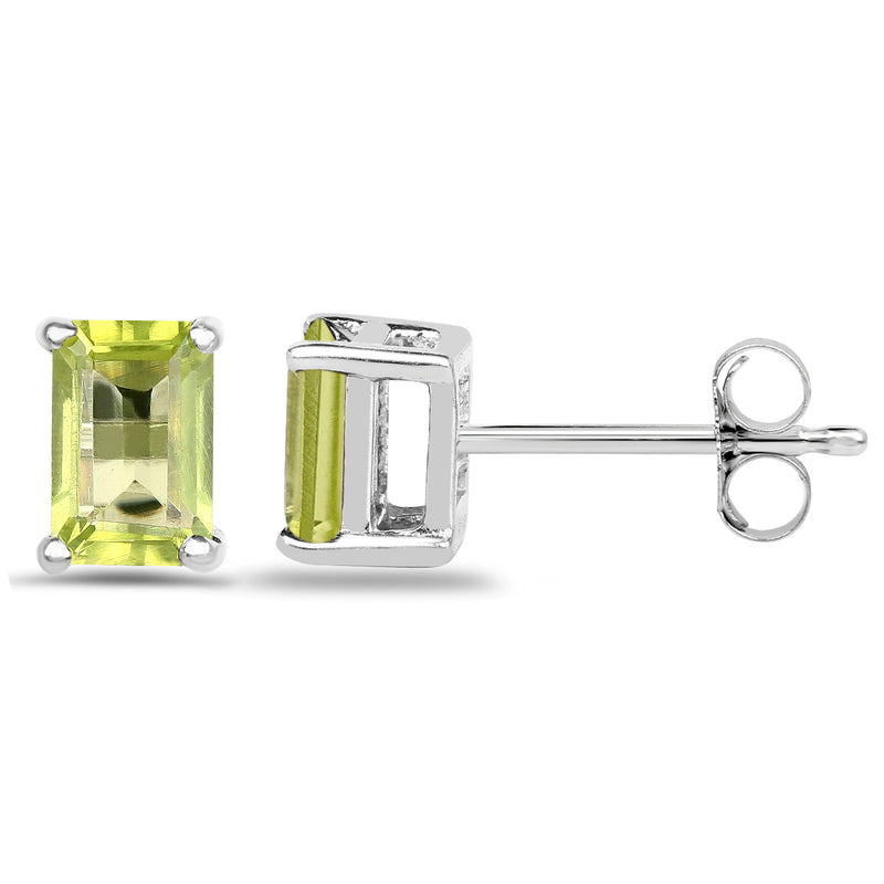 1.10 Carat Genuine Peridot .925 Sterling Silver Earrings