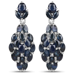 3.86 Carat Genuine Blue Sapphire .925 Sterling Silver Earrings