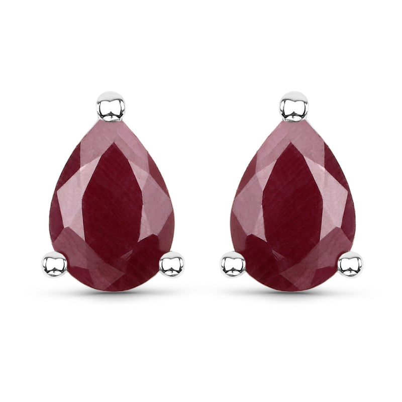 1.70 Carat Genuine Ruby .925 Sterling Silver Earrings