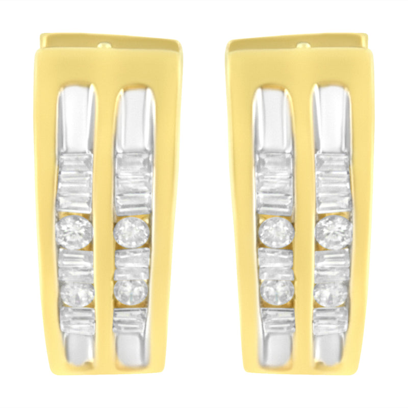 10K Yellow Gold 1/2 cttw Diamond Huggy Heart Hoop Earrings (I-J Clarity, I2-I3 Color)