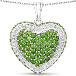 4.62 Carat Genuine Chrome Diopside .925 Sterling Silver Pendant