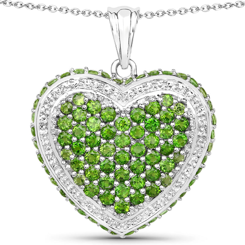 4.62 Carat Genuine Chrome Diopside .925 Sterling Silver Pendant