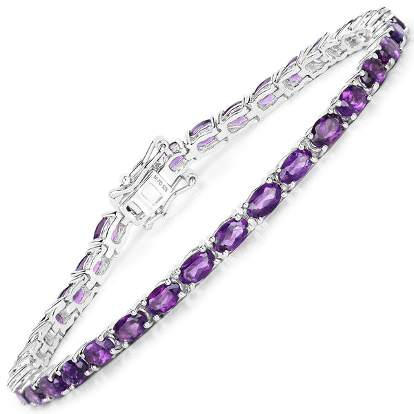 6.48 Carat Genuine Amethyst .925 Sterling Silver Bracelet