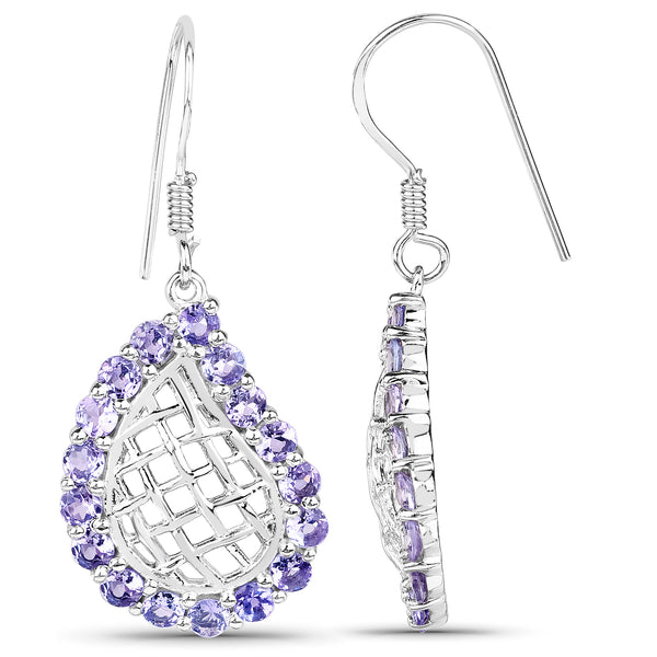 3.40 Carat Genuine Tanzanite .925 Sterling Silver Earrings