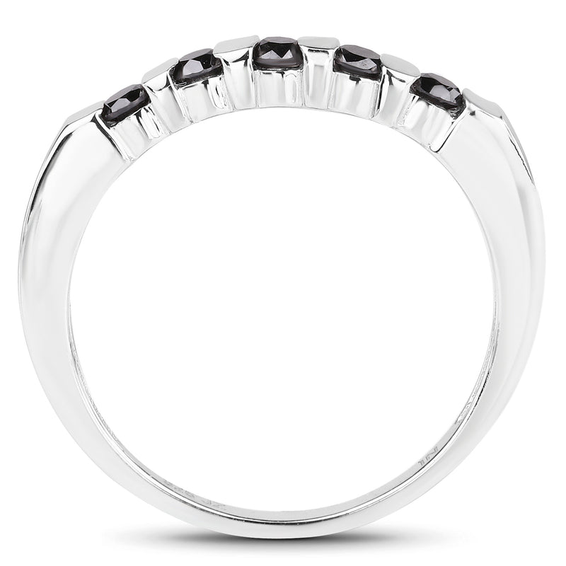 0.50 Carat Genuine Black Diamond .925 Sterling Silver Ring