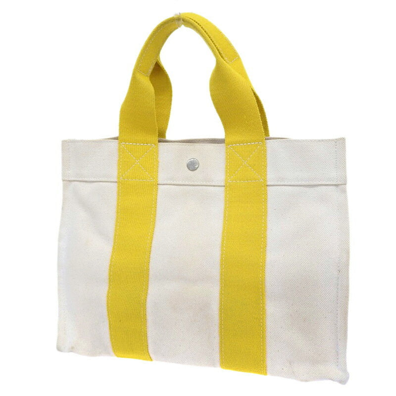Hermes HERMES Bag Womens Mens Tote Handbag Bora PM Canvas Yellow Ivory