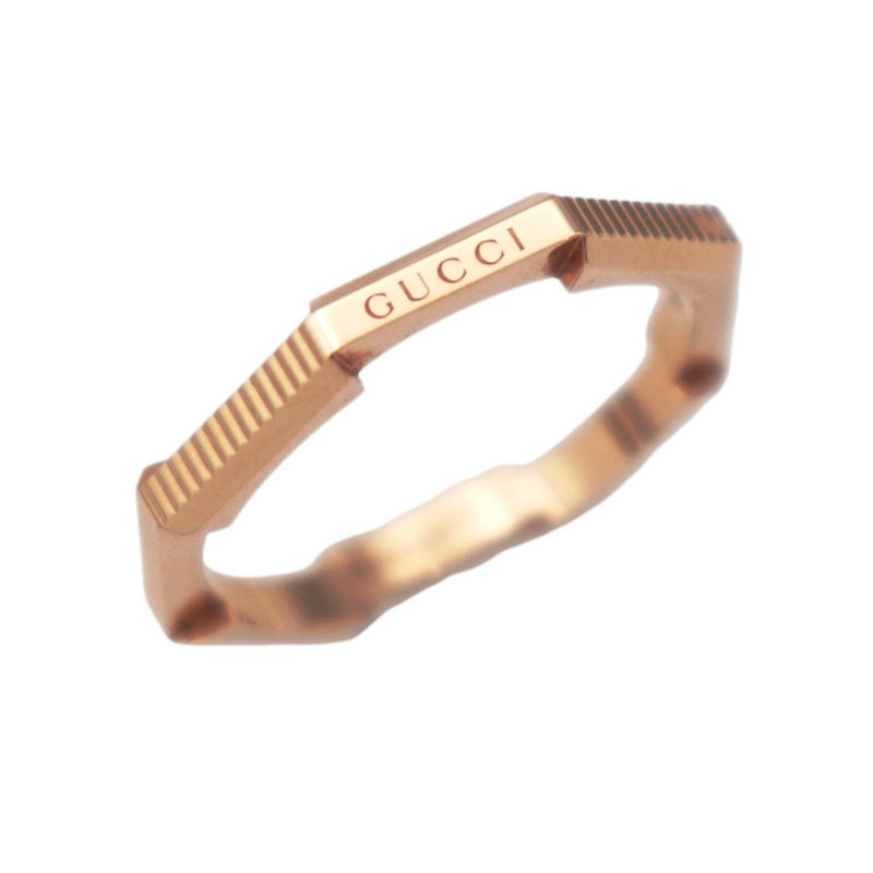 Gucci Stripe Link to Love # 16 No. 15.5 K18PG AU750 Pink Gold Womens Ring Jewelry