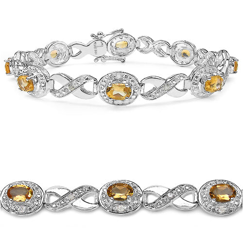 3.73 Carat Genuine Citrine .925 Sterling Silver Bracelet