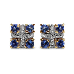 14K Yellow Gold Plated 0.56 Carat Genuine Tanzanite .925 Sterling Silver Earrings