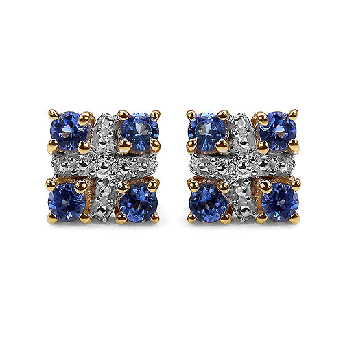 14K Yellow Gold Plated 0.56 Carat Genuine Tanzanite .925 Sterling Silver Earrings