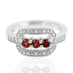 Natural Garnet & Topaz Band Ring 925 Sterling Silver Handmade Jewelry Gift
