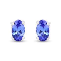 0.48 Carat Genuine Tanzanite 14K White Gold Earrings