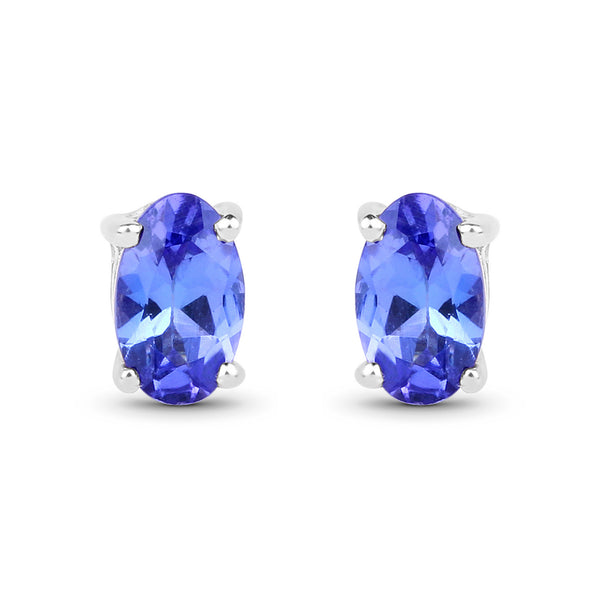 0.48 Carat Genuine Tanzanite 14K White Gold Earrings