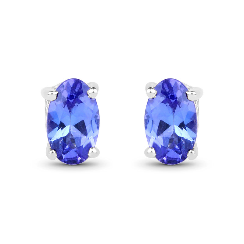 0.48 Carat Genuine Tanzanite 14K White Gold Earrings