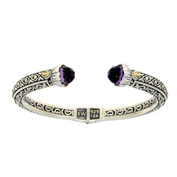 Amethyst Bangle Bracelet Sterling Silver 18KT Gold