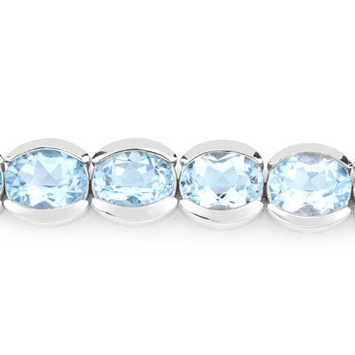 44.00 Carat Genuine Blue Topaz .925 Sterling Silver Bracelet